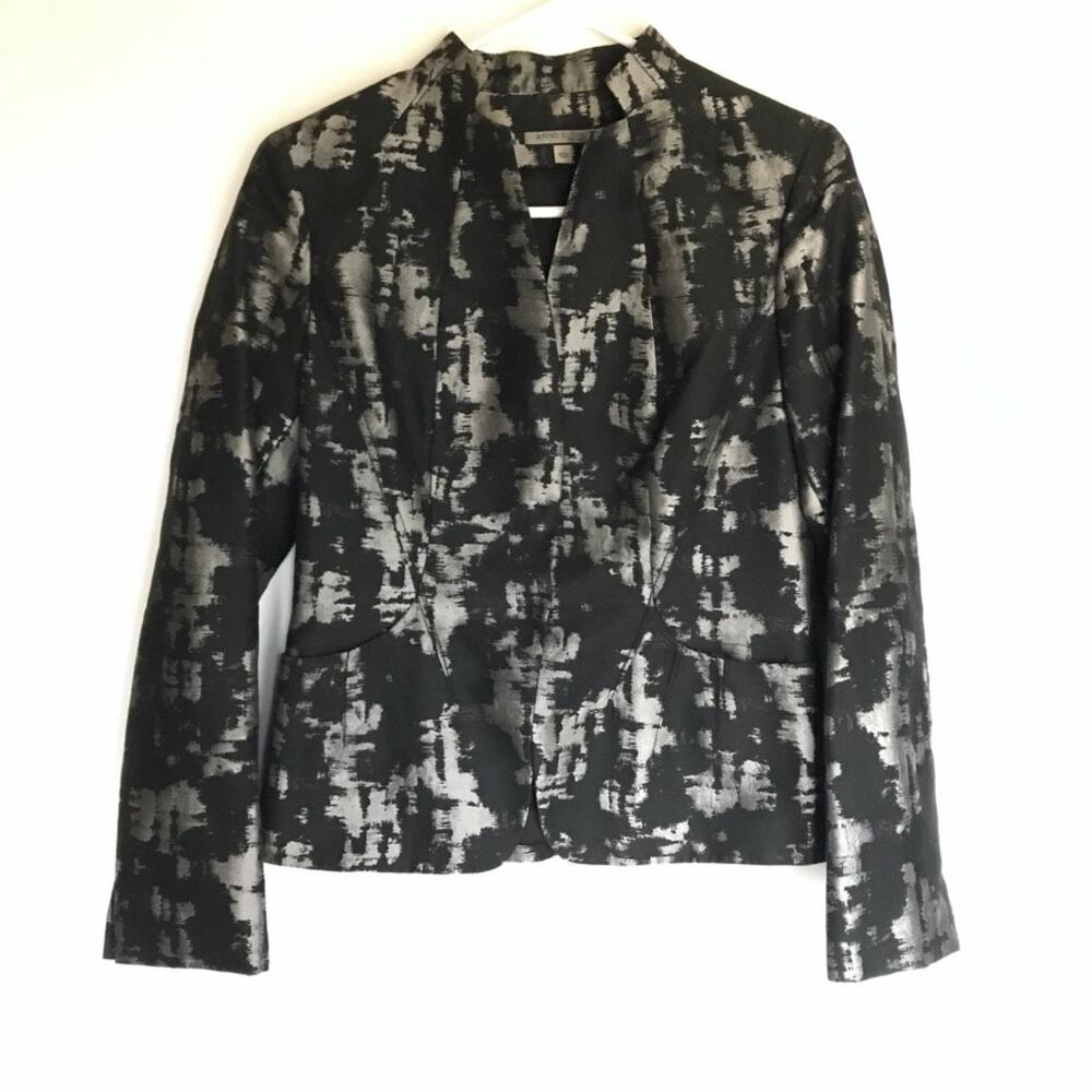 Anne Klein New York Black and Silver/Pewter Blazer, Women's Jacket, Sz 2